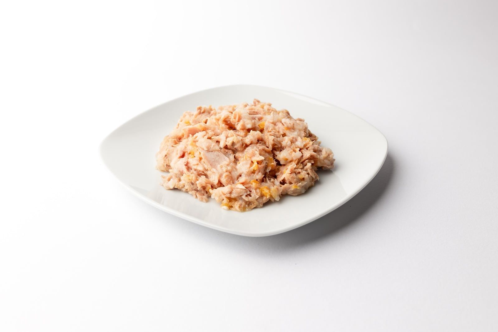 Obsah kapsičky P14 Tuna & Pumpkin na bílém podlouhlém talířku
